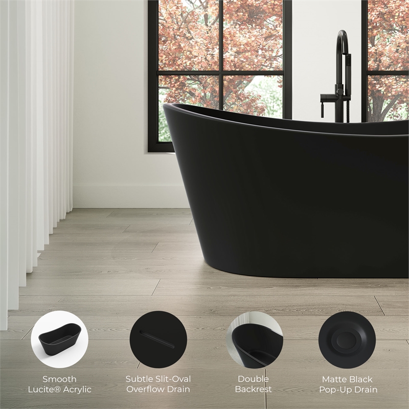 OVE Herschel 60 in. Freestanding Bathtub in Matte Black