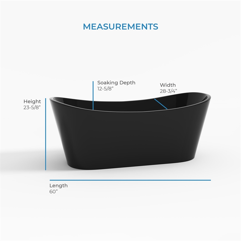 OVE Herschel 60 in. Freestanding Bathtub in Matte Black