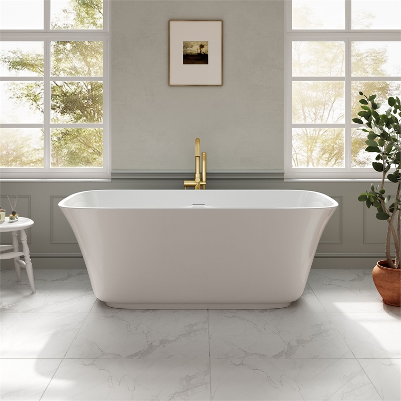 OVE Aveline 60 in. Freestanding Bathtub Kit extra Gold Hardware