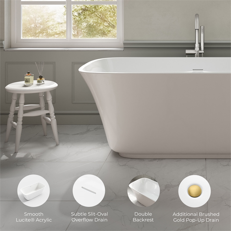 OVE Aveline 60 in. Freestanding Bathtub Kit extra Gold Hardware