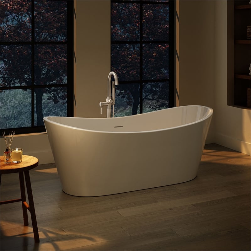 OVE Herschel 60 in. Freestanding Bathtub in Glossy White