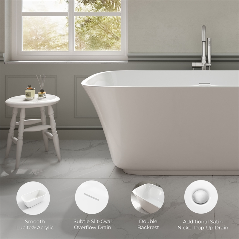 OVE Aveline 60 in. Freestanding Bathtub Kit extra Nickel Hardware