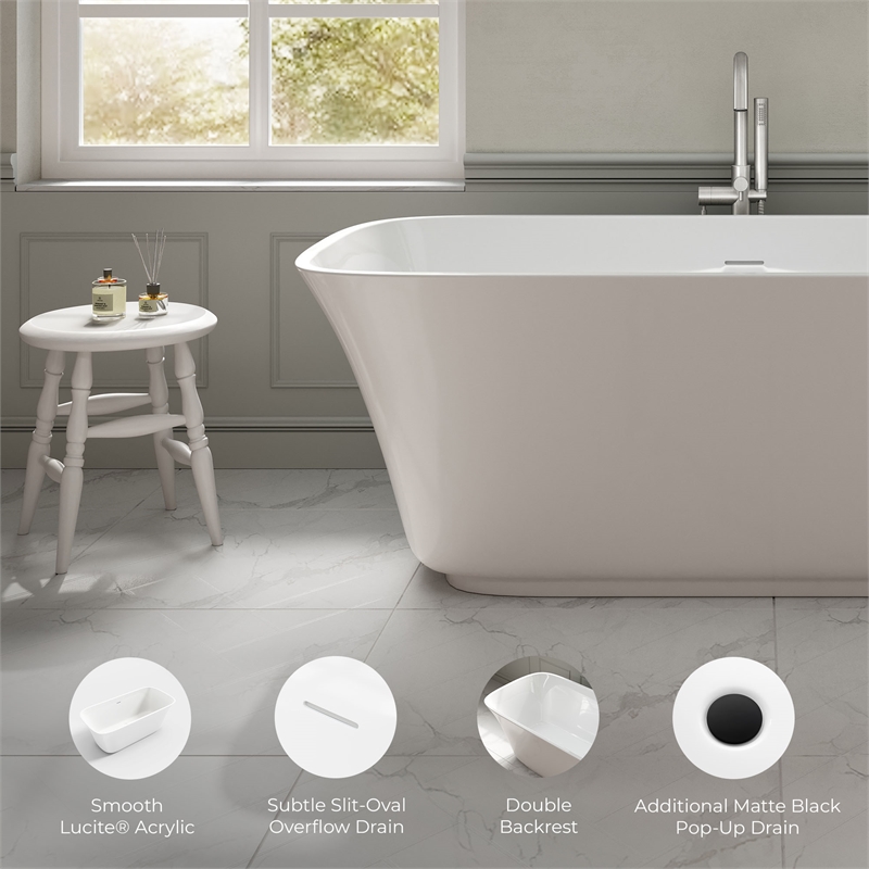 OVE Aveline 60 in. Freestanding Bathtub Kit extra Black Hardware