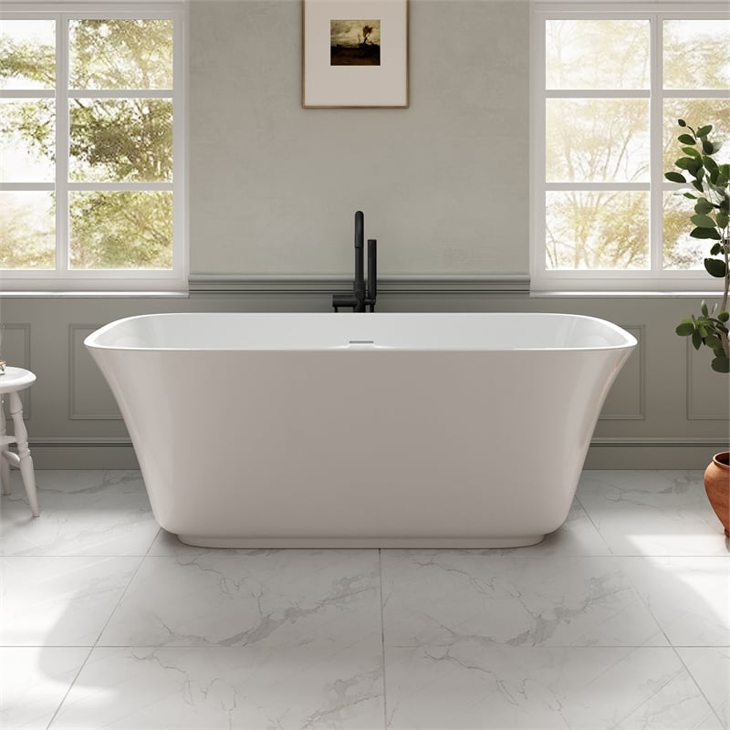 OVE Aveline 60 in. Freestanding Bathtub Kit extra Black Hardware