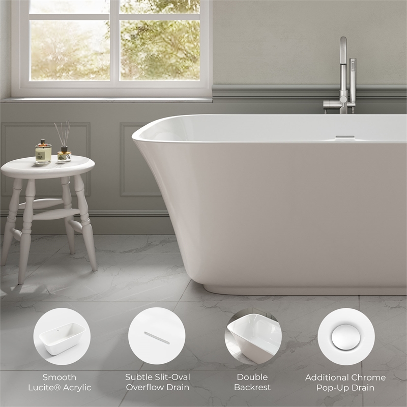 OVE Aveline 60 in. Freestanding Bathtub Kit extra Chrome Hardware