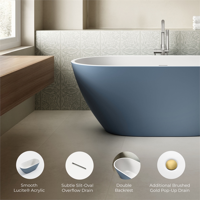 OVE Ayago 59 in. Freestanding Chambray Bathtub Kit Gold Hardware