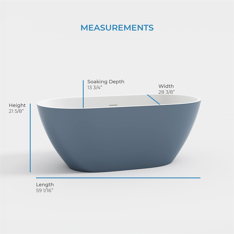 OVE Ayago 59 in. Freestanding Chambray Bathtub Kit Gold Hardware