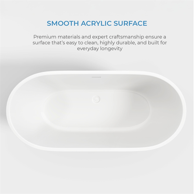 OVE Ayago 66 in. Freestanding White Bathtub Kit Black Hardware