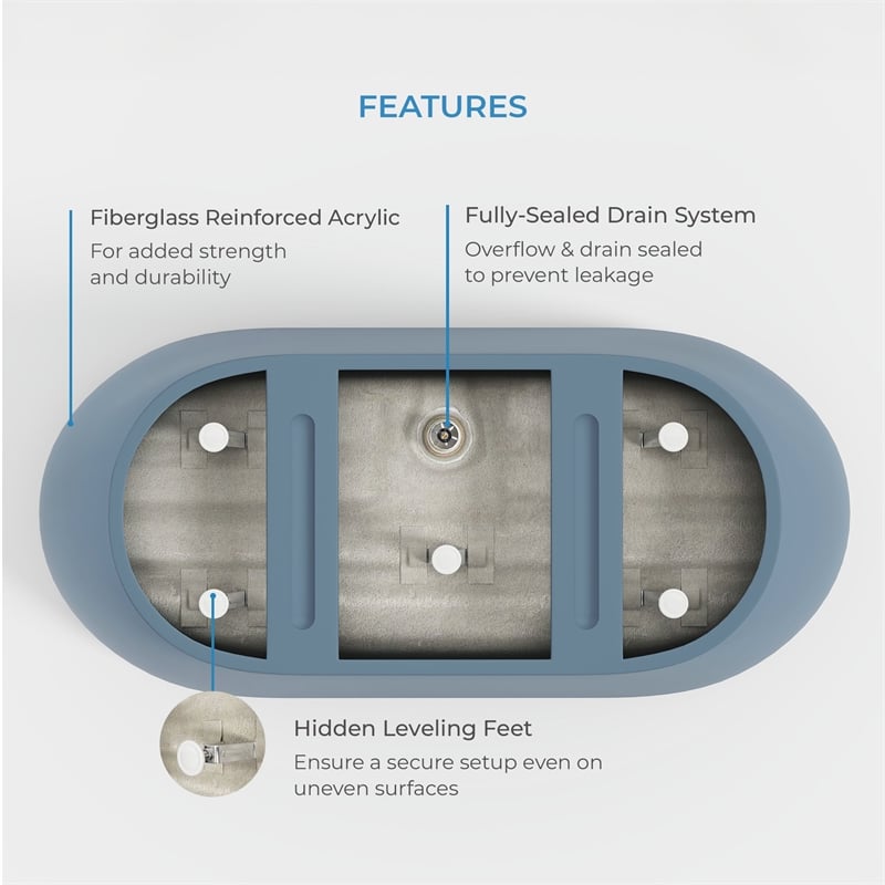 OVE Ayago 59 in. Freestanding Chambray Bathtub Kit Black Hardware