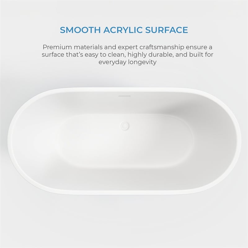 OVE Ayago 59 in. Freestanding Chambray Bathtub Kit Black Hardware