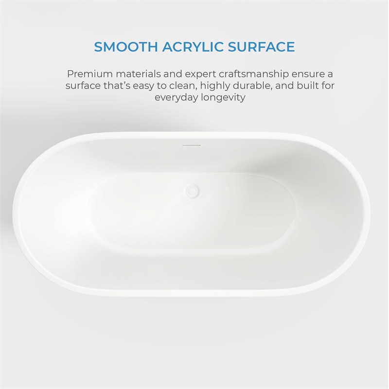 OVE Ayago 59 in. Freestanding White Bathtub Kit Black Hardware