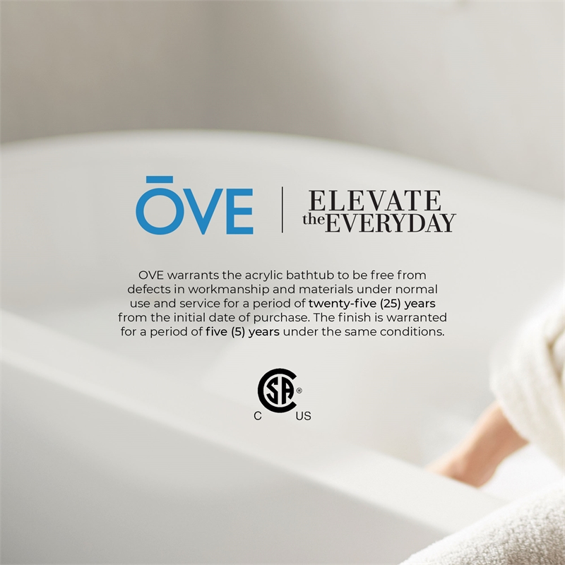 OVE Ayago 59 in. Freestanding White Bathtub Kit Black Hardware