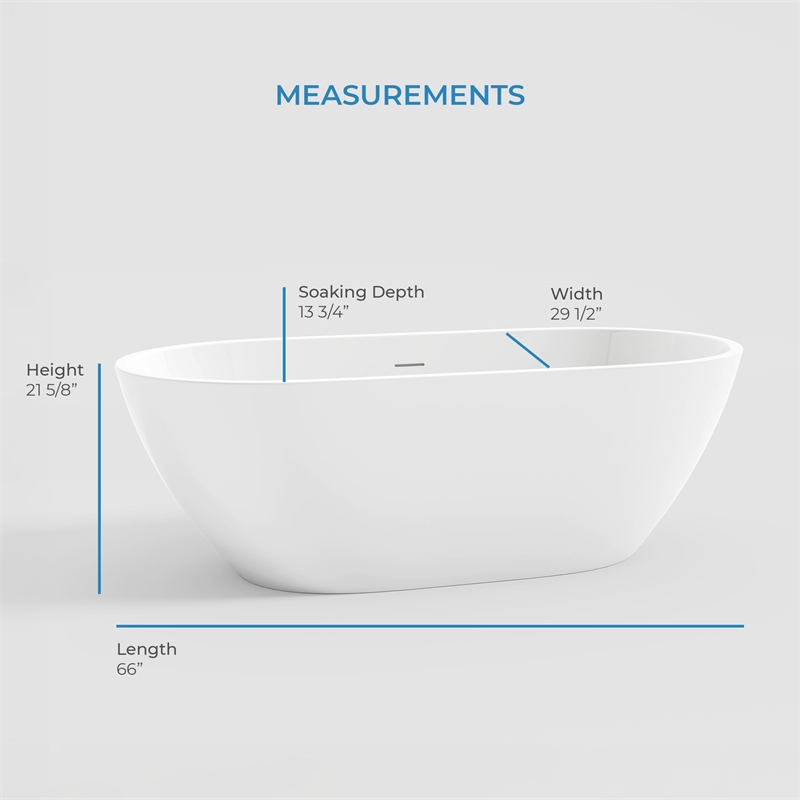 OVE Ayago 66 in. Freestanding White Bathtub Kit Nickel Hardware