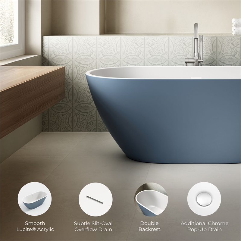 OVE Ayago 59 in. Freestanding Chambray Bathtub Kit Chrome Hardware
