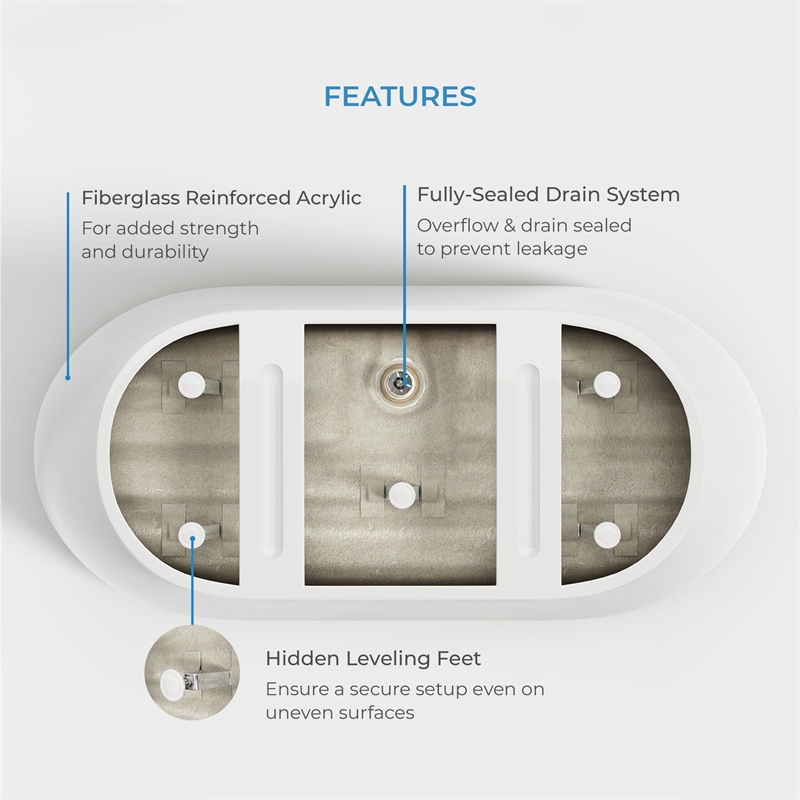 OVE Ayago 59 in. Freestanding White Bathtub Kit Chrome Hardware