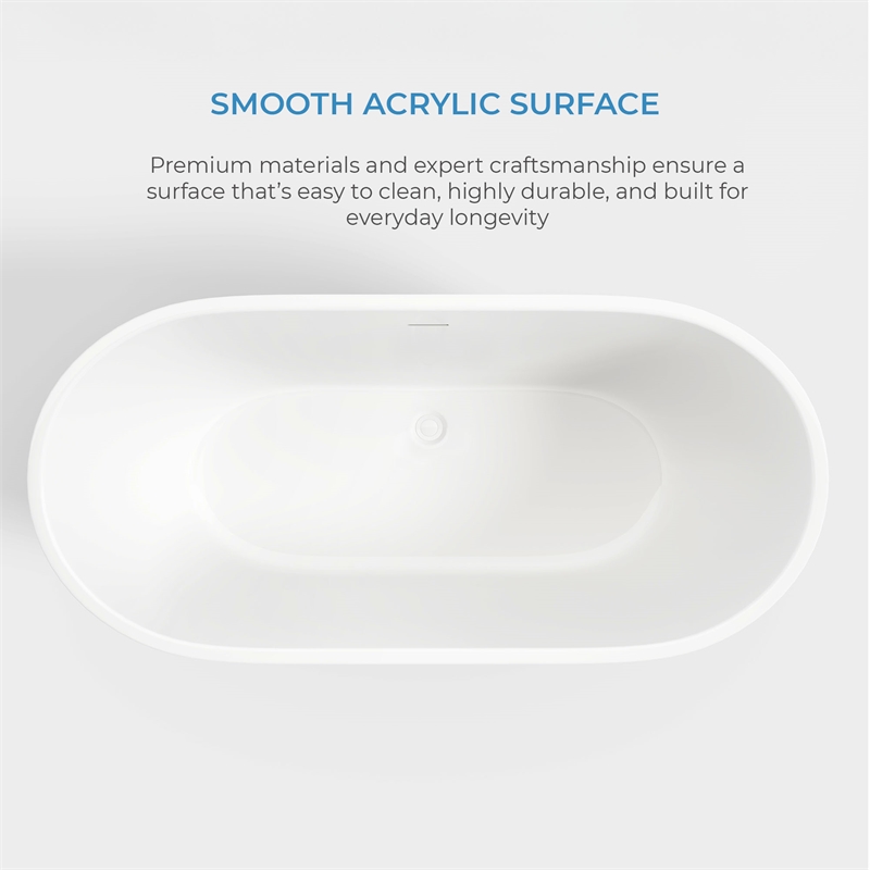 OVE Ayago 59 in. Freestanding White Bathtub Kit Chrome Hardware