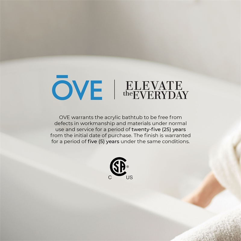 OVE Ayago 59 in. Freestanding White Bathtub Kit Chrome Hardware