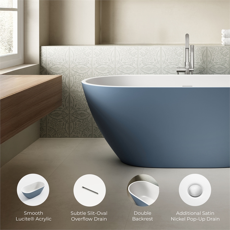 OVE Ayago 59 in. Freestanding Chambray Bathtub Kit Nickel Hardware