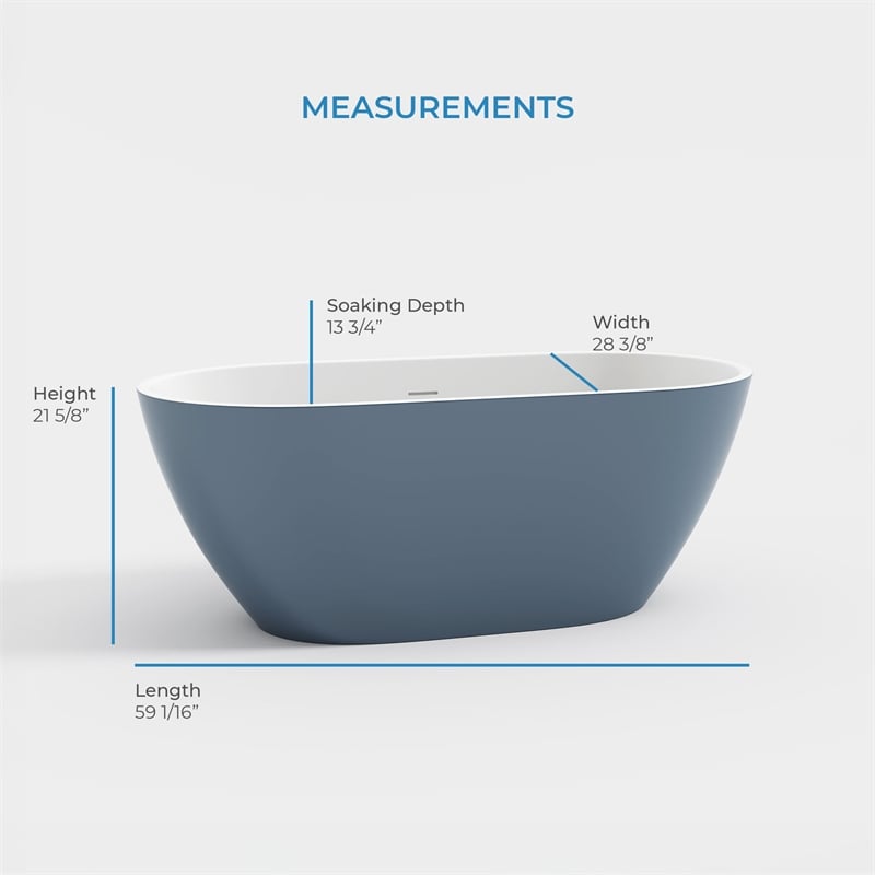 OVE Ayago 59 in. Freestanding Chambray Bathtub Kit Nickel Hardware