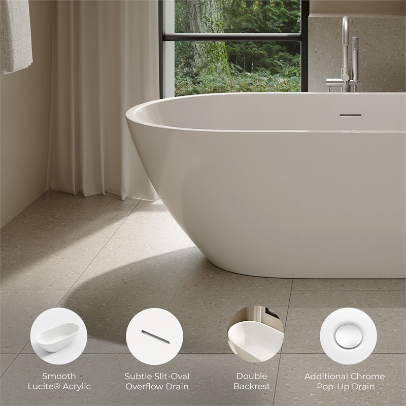 OVE Ayago 66 in. Freestanding White Bathtub Kit Chrome Hardware