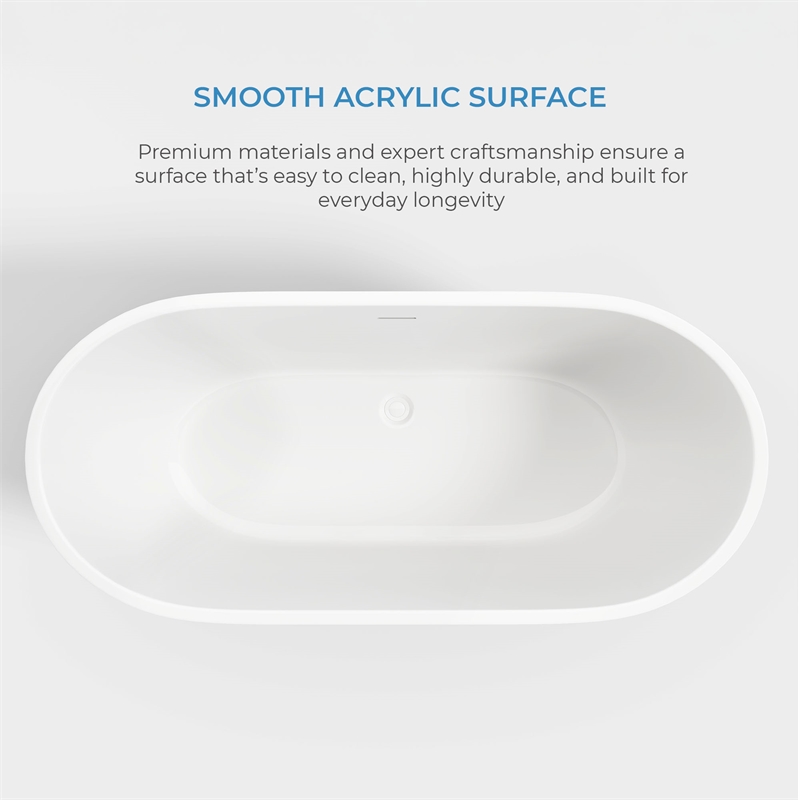 OVE Ayago 66 in. Freestanding White Bathtub Kit Chrome Hardware