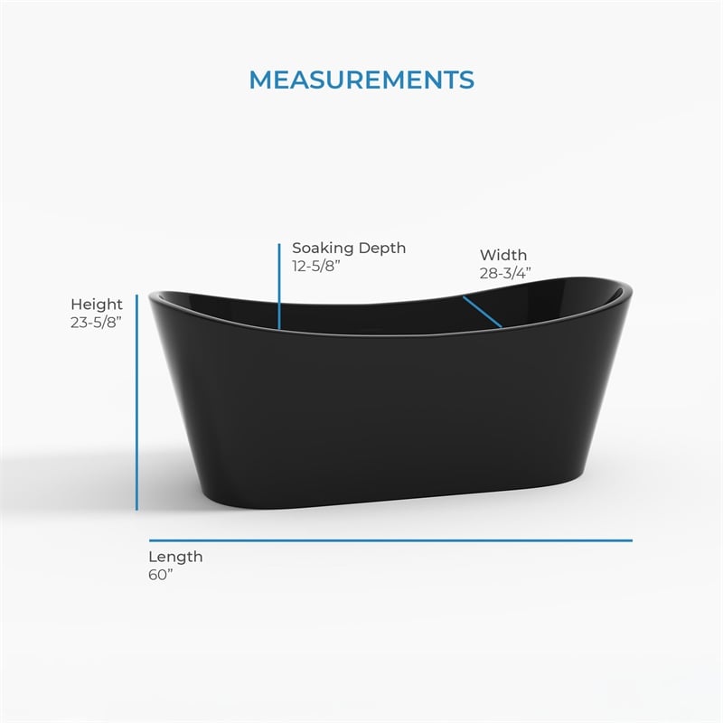 OVE Herschel 60 in. Freestanding Black Bathtub Kit Chrome Hardware