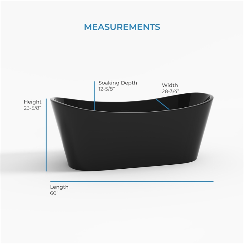 OVE Herschel 60 in. Freestanding Black Bathtub Kit Gold Hardware