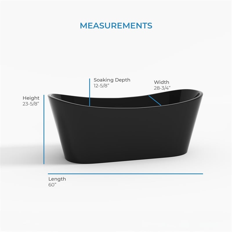 OVE Herschel 60 in. Freestanding Black Bathtub Kit Nickel Hardware