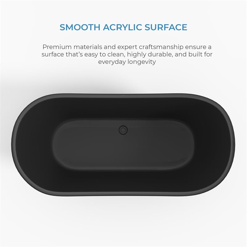 OVE Herschel 60 in. Freestanding Black Bathtub Kit Nickel Hardware