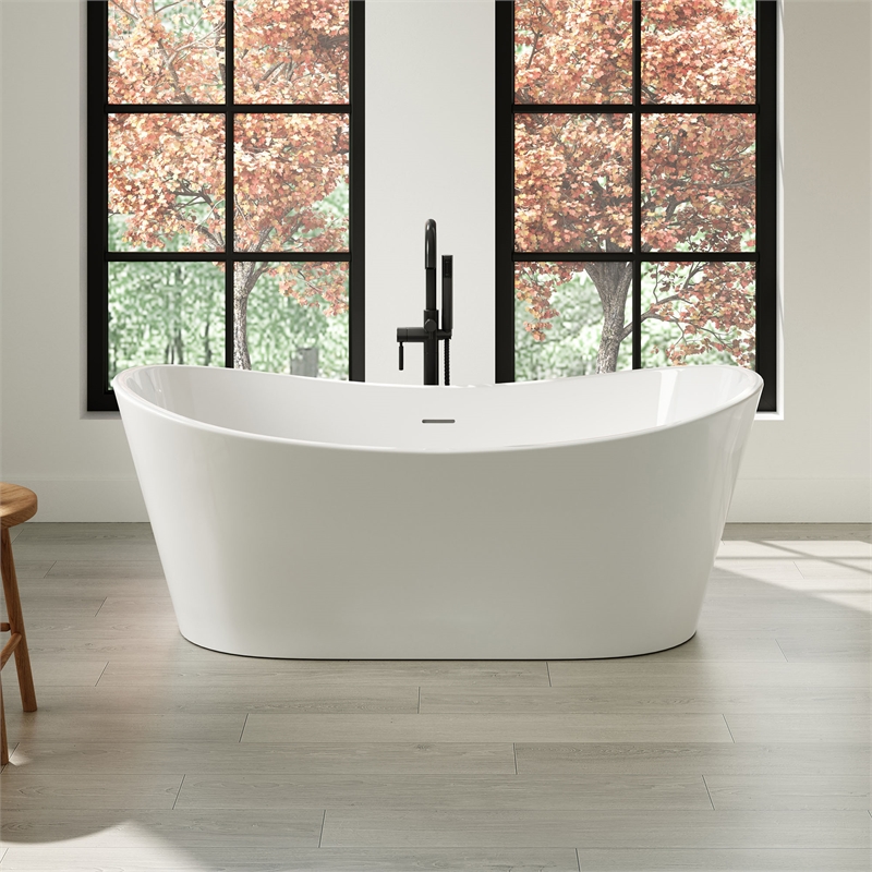 OVE Herschel 60 in. Freestanding Bathtub Kit extra Black Hardware