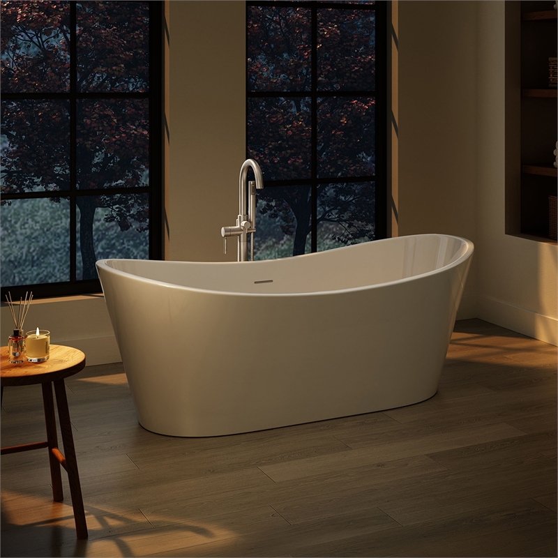 OVE Herschel 60 in. Freestanding Bathtub Kit extra Black Hardware