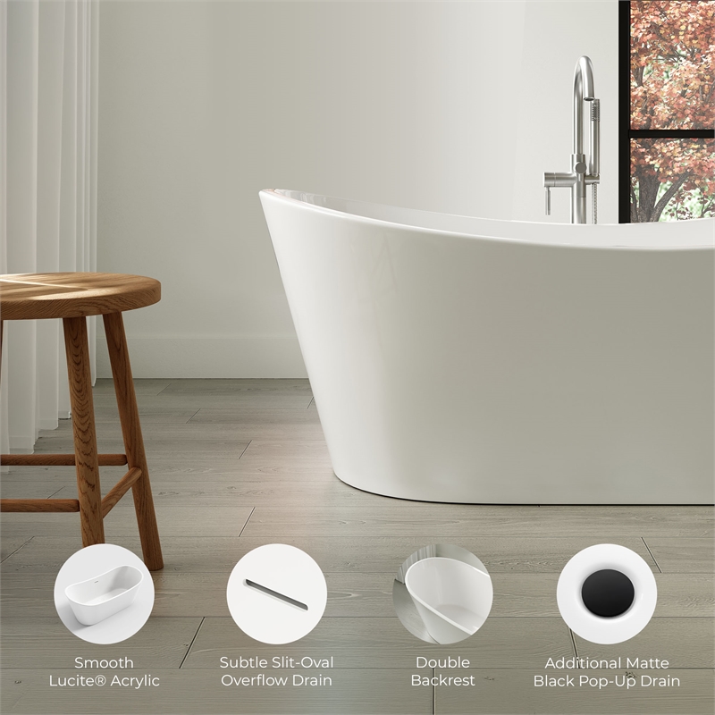 OVE Herschel 60 in. Freestanding Bathtub Kit extra Black Hardware