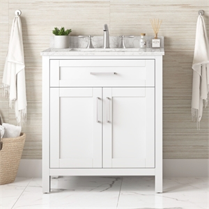 OVE Tahoe 30 in. Bathroom Vanity in Pure White with White Countertop