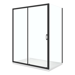 OVE Breeze 60 x 36 x 72.83 in. Straight Corner Shower Kit in Black with Door and Pan