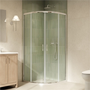 OVE Decors Breeze Quadrant 34&quotx34&quot Curved Corner Shower Door, Chrome