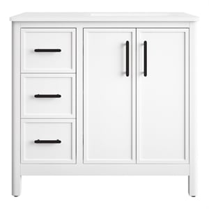 OVE Solas 36 in. Bathroom Vanity in Pure White with White Countertop