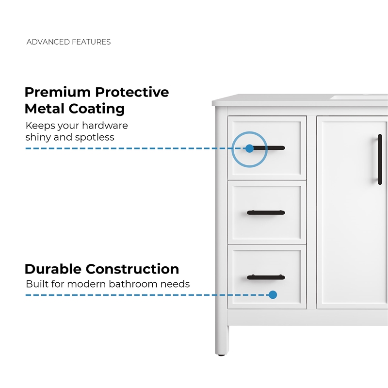 OVE Solas 48 in. Bathroom Vanity in Pure White with White Countertop