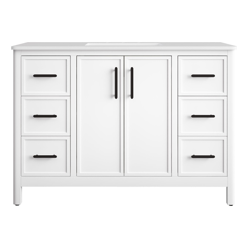 OVE Solas 48 in. Bathroom Vanity in Pure White with White Countertop