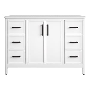 OVE Solas 48 in. Bathroom Vanity in Pure White with White Countertop