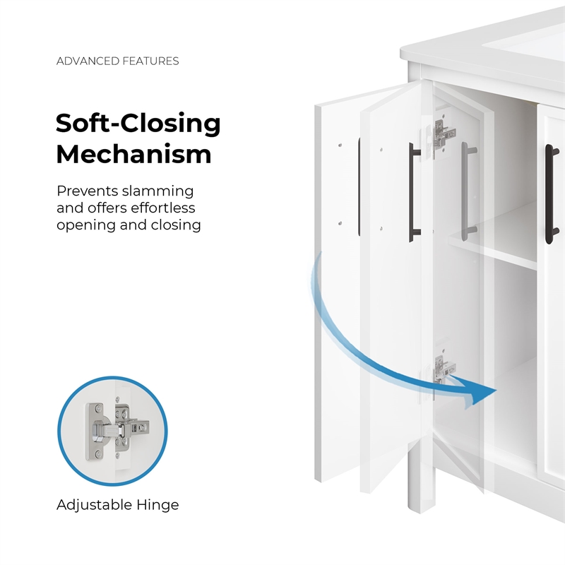 OVE Solas 60 in. Bathroom Vanity in Pure White with White Countertop