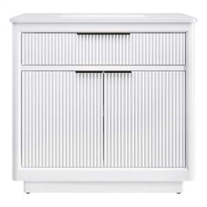 OVE Xander 36 in. Pure White Bathroom Vanity with Matte Black Hardware