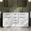 OVE Xander 60 in. Pure White Bathroom Vanity with Matte Black Hardware