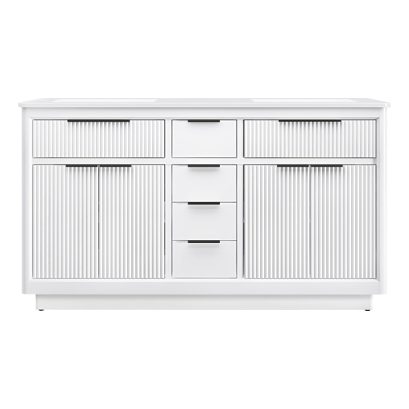 OVE Xander 60 in. Pure White Bathroom Vanity with Matte Black Hardware