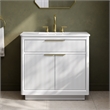 OVE Xander 36 in. Pure White Bathroom Vanity with Brushed Gold Hardware
