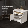 OVE Xander 36 in. Pure White Bathroom Vanity with Brushed Gold Hardware