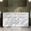 OVE Xander 60 in. Pure White Bathroom Vanity with Brushed Gold Hardware