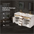 OVE Xander 60 in. Pure White Bathroom Vanity with Brushed Gold Hardware