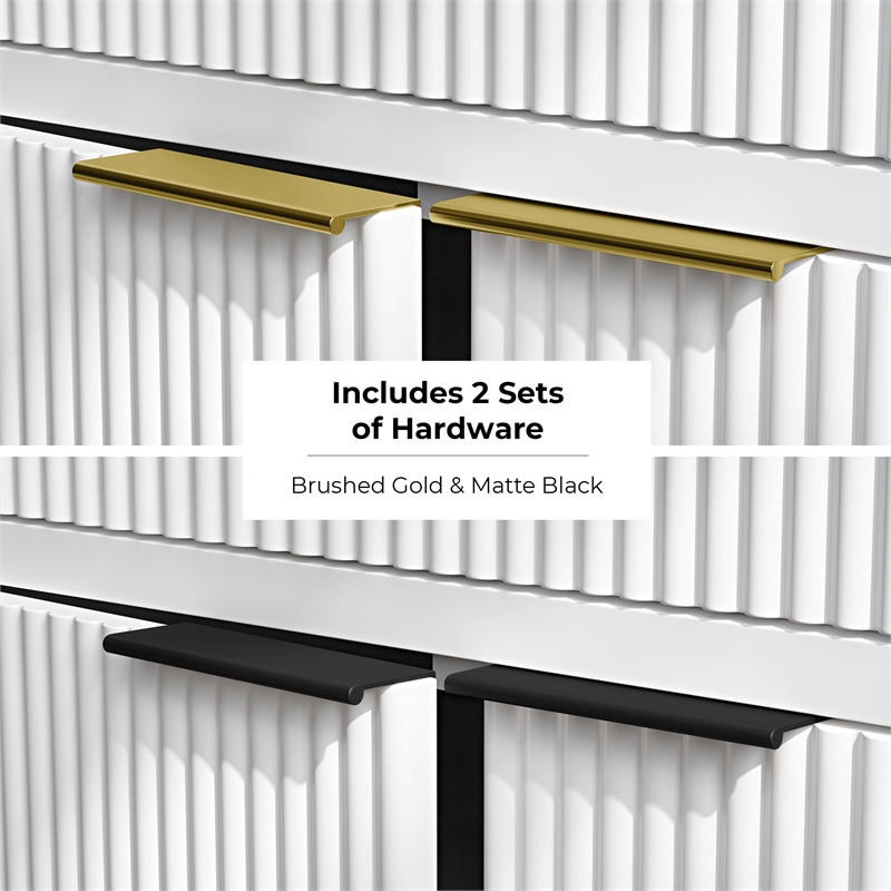 OVE Xander 60 in. Pure White Bathroom Vanity with Brushed Gold Hardware