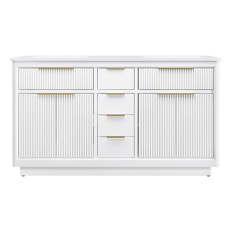 OVE Xander 60 in. Pure White Bathroom Vanity with Brushed Gold Hardware