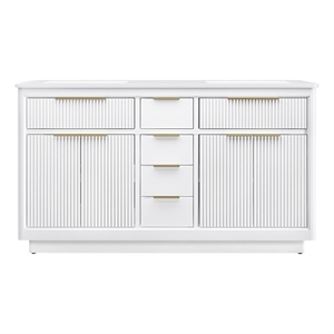 OVE Xander 60 in. Pure White Bathroom Vanity with Brushed Gold Hardware